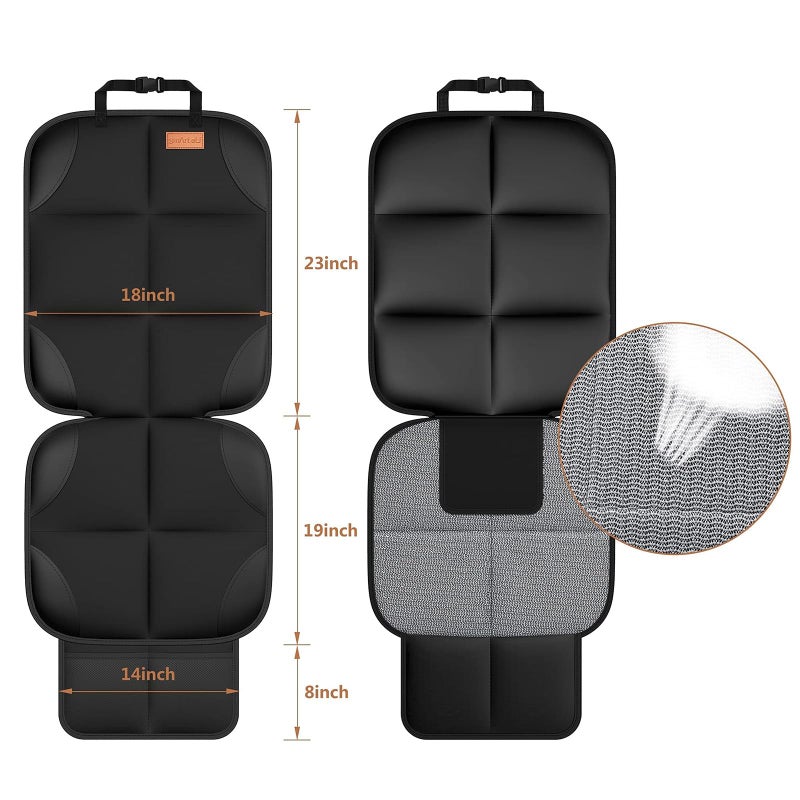 smartelf Car Seat Protector [1 Pack] Large Auto Protector for Child Seats with Thickest Padding and Non-Slip Backing Mesh Pockets for SUV, Sedan, Truck, Leather and Fabric - Black - Image 5
